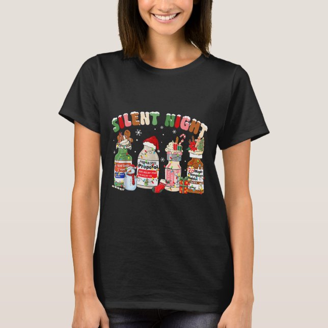 Camiseta Funny Santa Profol Silent Night Icu Nurses Merry C (Frente)