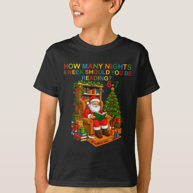 Camiseta Funny Santa Reading 67 Meme Tee Christmas Teacher  (Frente)