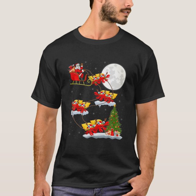 Camiseta Funny Santa Riding Hermit Crab Christmas Lighting (Frente)