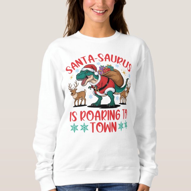 Camiseta Funny Santa-saurus T-Rex Dinosaur Christmas (Frente)