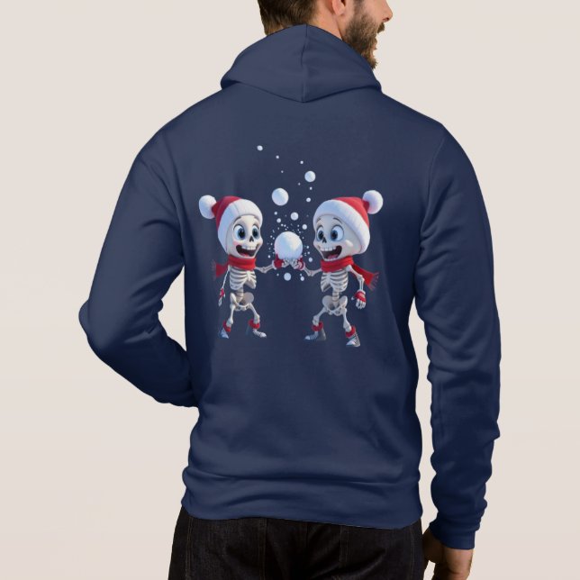 Camiseta Funny Santa Skeletons Having a Snowball Fight  (Verso)