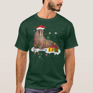 Camiseta Funny Santa Walrus Animal Christmas Lights Lover C