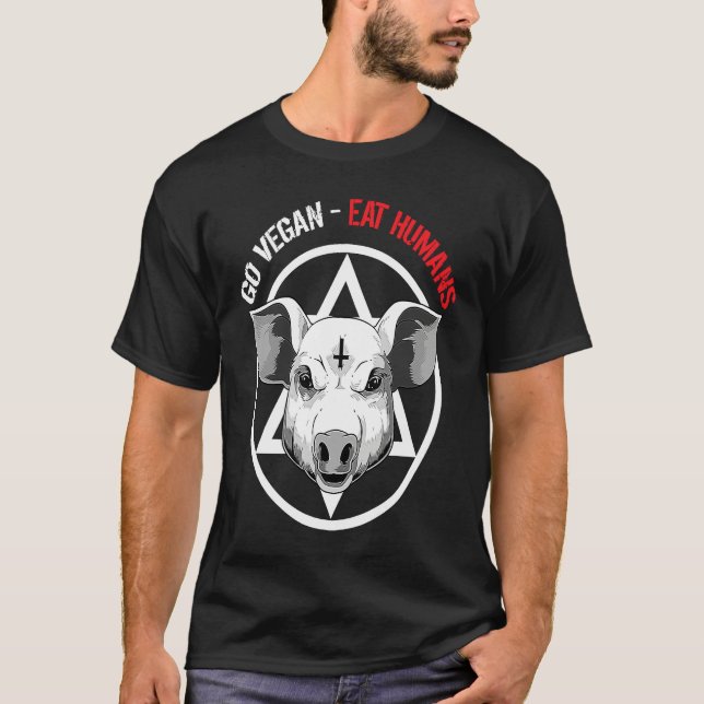 Camiseta Funny Satan Pig Vegan Animal Lover (Frente)