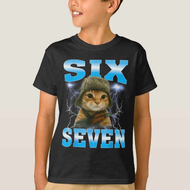 Camiseta Funny Saying 67 Cats Tummy Ache Survivor Cat Meme  (Frente)