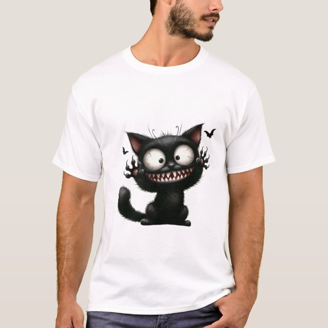 Camiseta Funny Scaredy Cat Wild Grin Halloween ✨🐾 (Frente)