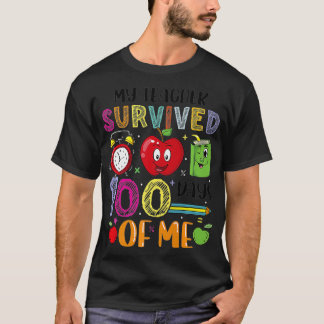 Camiseta Funny School Graphic My Teacher Survived 100 Days