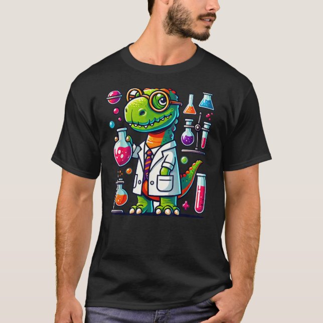 Camiseta Funny Scientist Dinosaur, Smart Scientist Dino, Ki (Frente)