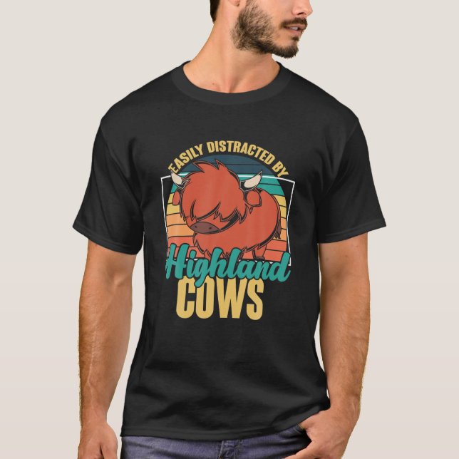 Camiseta Funny Scottish Fazenda Animal Farmer Retro Highlan (Frente)