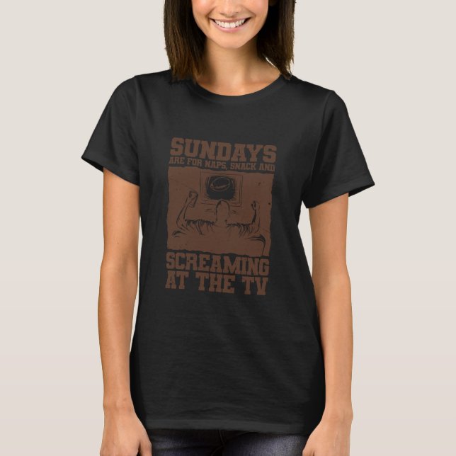 Camiseta Funny Screaming at The TV for Sunday Football Love (Frente)