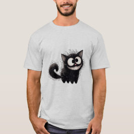 Camiseta Funny Scruffy Black Cat Grin  ✨🐾🖤