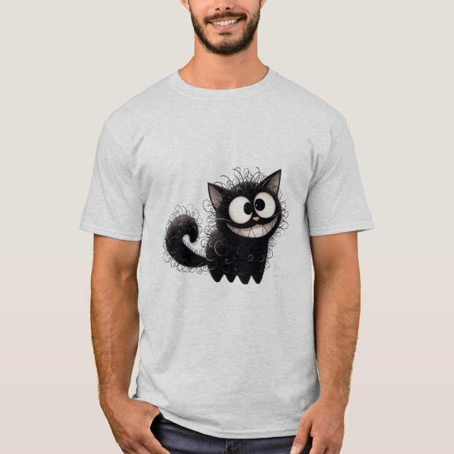 Camiseta Funny Scruffy Black Cat Grin  ✨🐾🖤 (Frente)
