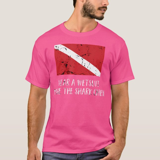 Camiseta Funny Scuba Merge Diver Flag Scuba Shark (Frente)
