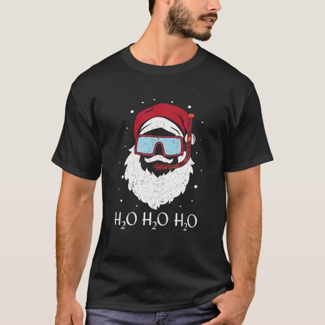Camiseta Funny Scuba Santa Claus Diving H2O H2O H2O Pun Men (Frente)