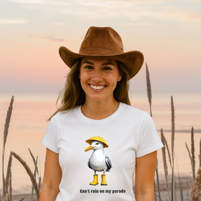 Camiseta Funny Seagull em Rain Boots - Beach Humor Tri-Blen (Criador carregado)