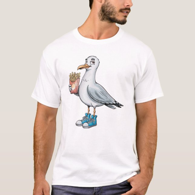 Camiseta Funny Seagull with French Fries Sneakers (Frente)