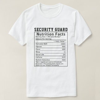Camiseta Funny Security Guard Nutrition Facts Protection