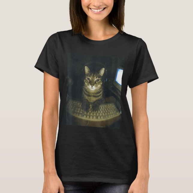 Camiseta Funny Serious Gamer Cat Lovers Stud Kitty Cat Meme (Frente)