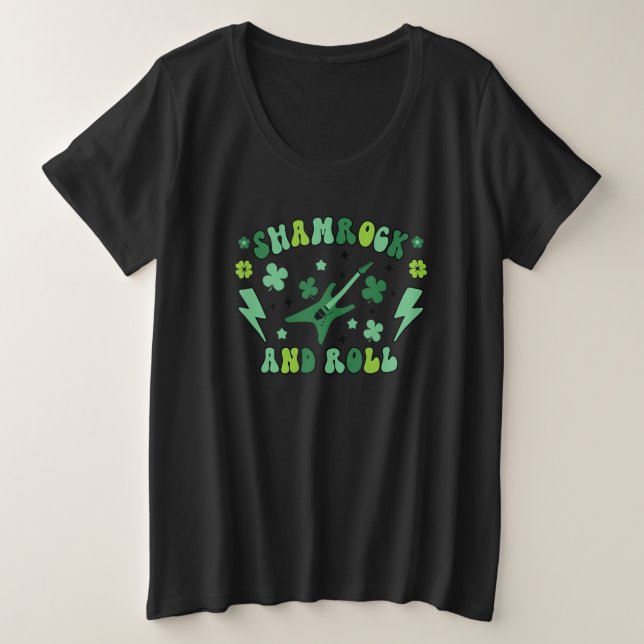 Camiseta Funny Shamrock And Roll Skeleton Hands St. Patrick (Frente do Design)