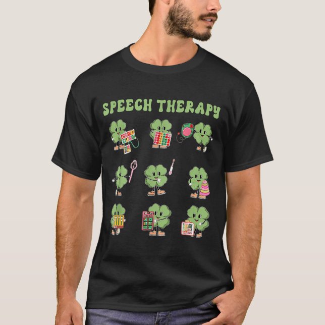 Camiseta Funny Shamrock Speech Therapy St Patrick's Day Slp (Frente)