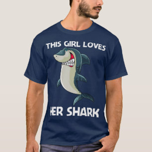 Camiseta Funny Shark Design For Girls Kids White Shark Love