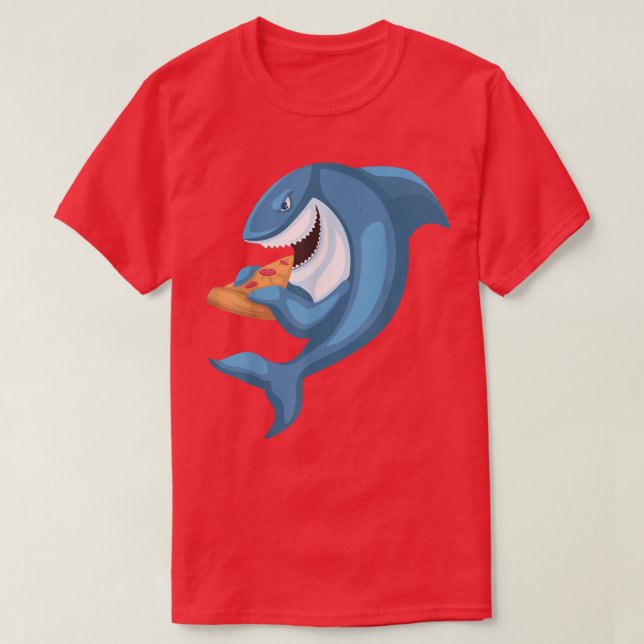 Camiseta Funny Shark Pizza Shark And Pizza Shark Eating Piz (Frente do Design)