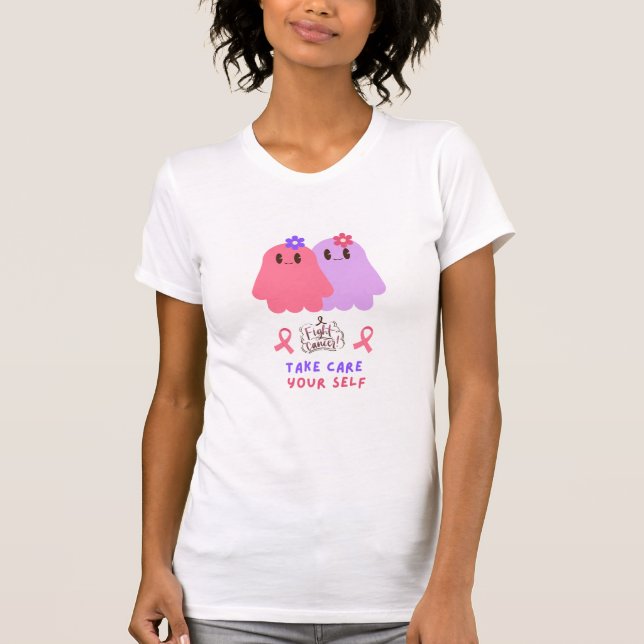 Camiseta  funny shirt breast cancer awareness  with ghost (Frente)
