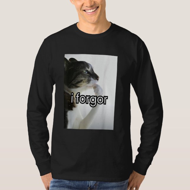 Camiseta funny silly cat meme i forgor cringe brainrot meme (Frente)