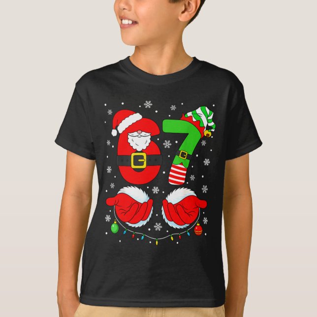 Camiseta Funny Six Seven 67 Meme 6 7 Elf Santa Christmas Pa (Frente)