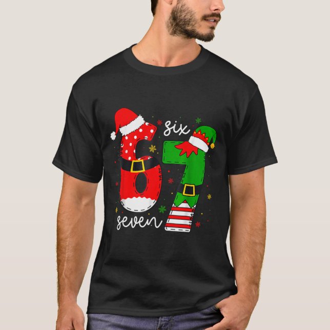 Camiseta Funny Six Seven 67 Meme 6 7 Elf Santa Christmas Pa (Frente)