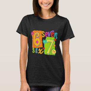 Camiseta Funny Six Seven 6 7 Meme 67 Mulheres Meni