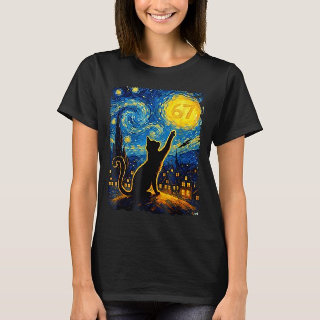 Camiseta Funny Six Seven 6 7 Meme Starry Night Van Gogh Bla (Frente)