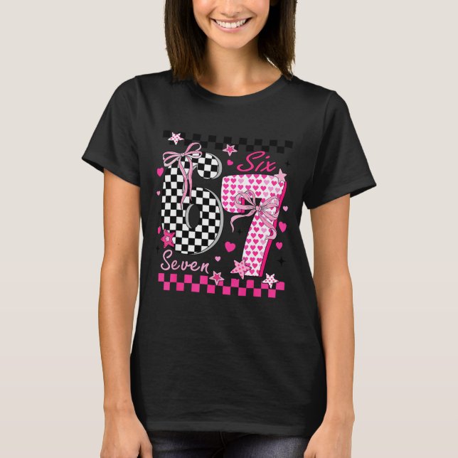 Camiseta Funny Six Seven Coquette 6 7 Meme Men Women Valent (Frente)