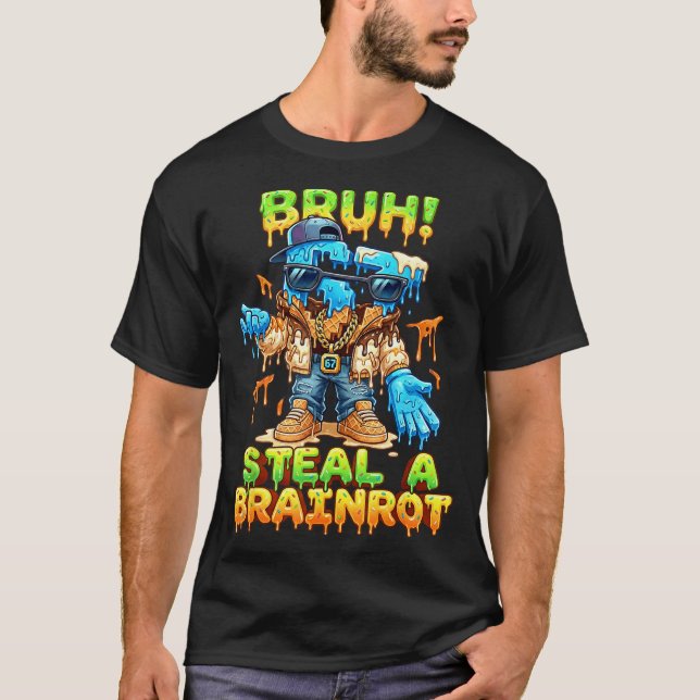 Camiseta Funny Six Seven Meme - Bruh Steal A Brainrot - Fun (Frente)