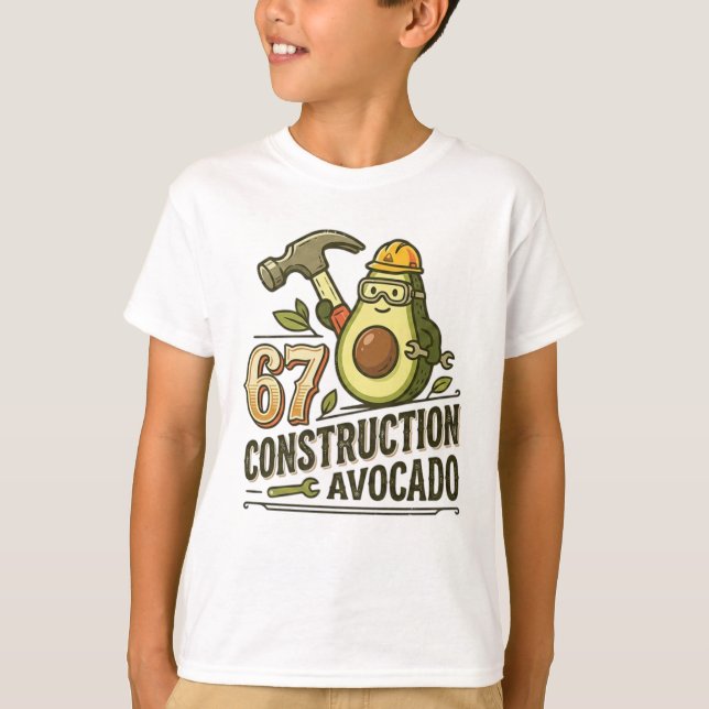 Camiseta Funny Six Seven Meme Construction Avocado (Frente)