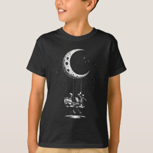 Camiseta Funny Skeleton Casal Moon tocando guitarra Hallowe