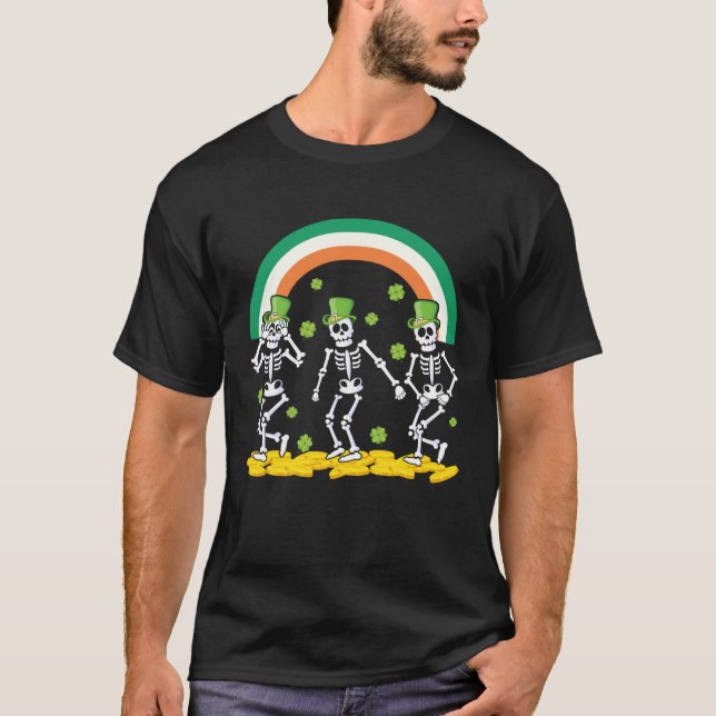 Camiseta Funny Skeleton Leprechaun Griddy Dance St Patricks (Frente)