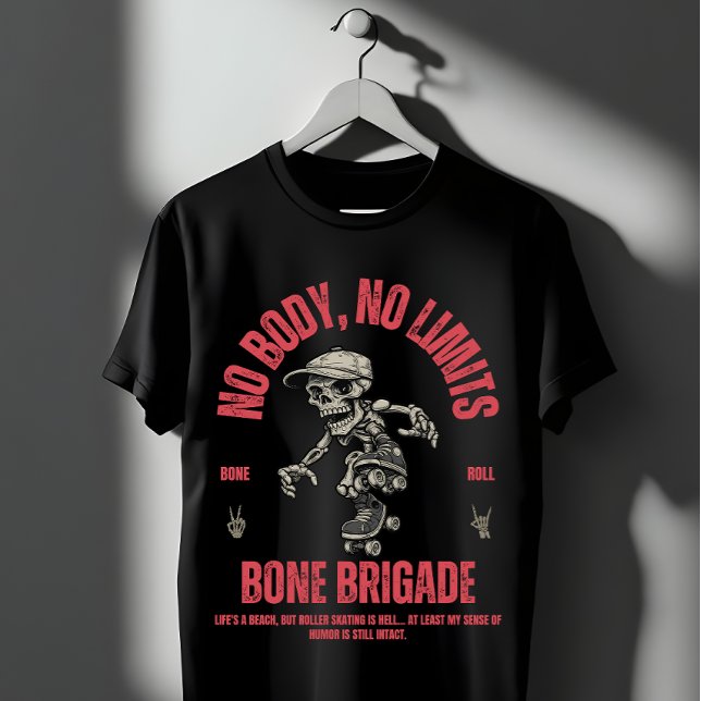 Camiseta Funny Skeleton Roller Skating Bone Brigade  (Criador carregado)