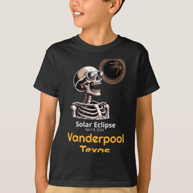 Camiseta Funny Skeleton Solar Eclipse Vanderpool Texas (Frente)