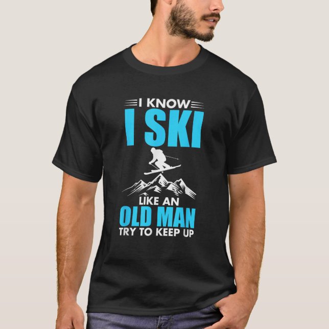 Camiseta Funny Skiing Design For Grandpa Men Mountain Ski L (Frente)