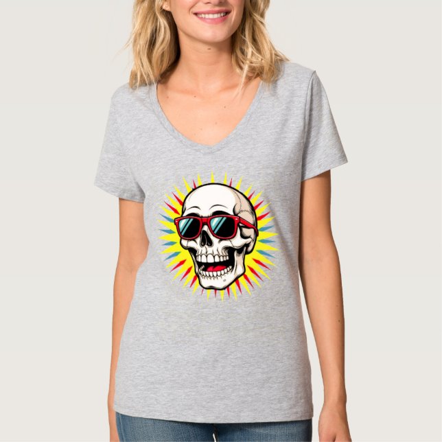 Camiseta **Funny Skull With Sunglasses – Cartoon Laughing S (Frente)