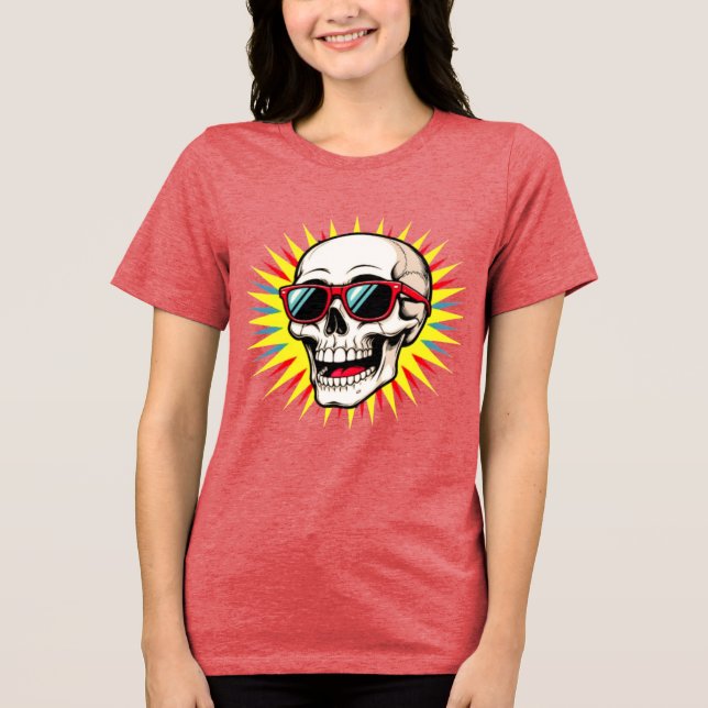 Camiseta **Funny Skull With Sunglasses – Cartoon Laughing S (Frente)