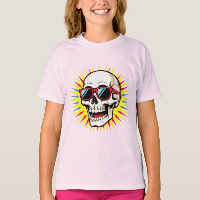 Camiseta **Funny Skull With Sunglasses – Cartoon Laughing S (Frente)