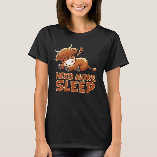 Camiseta Funny Sleeping Highland Cattle Cow Pajama Bedtime (Frente)
