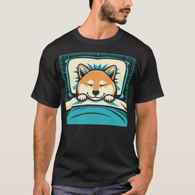 Camiseta Funny Sleeping Shiba Inu Shirt Lazy Doge Napping D (Frente)