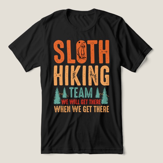 Camiseta Funny Sloth Hiking Team Nature Outdoor Design (Design frontal)