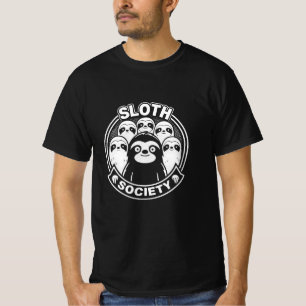 Camiseta Funny "Sloth Society" Black and White Minimalist D