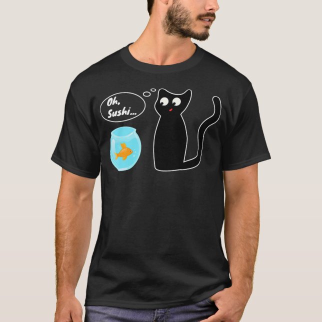 Camiseta Funny Snaccidents Happen - Oh, Sushi Cat Goldfish  (Frente)