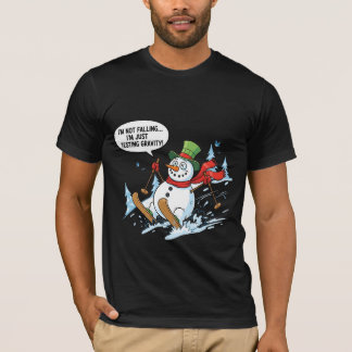 Camiseta Funny Snowman Testing Gravity – Winter Ski Joke