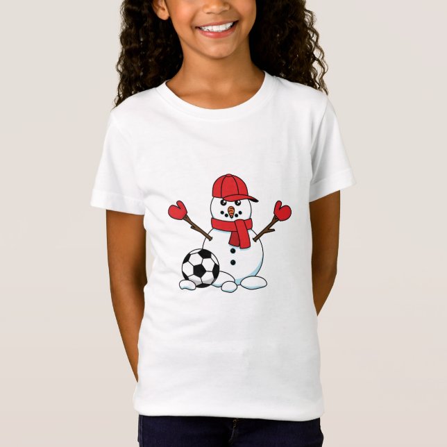 Camiseta Funny Snowman with Soccer Ball (Frente)