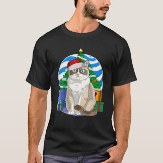 Camiseta Funny Snowshoe Cat Santa Christmas Tree Decor
